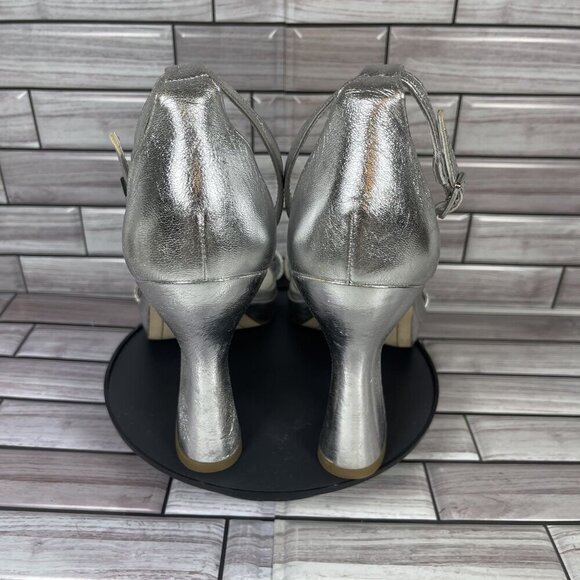 Sarto Women's Silver Square Toe Block Heel Dolores Dress Sandal Size 10-NEW - Picture 4 of 9